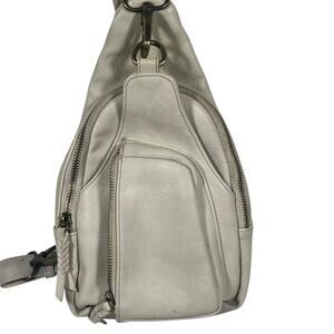 Antik Kraft Vegan Creme Crossbody Sling Backpack Brass Hardware Adj Strap